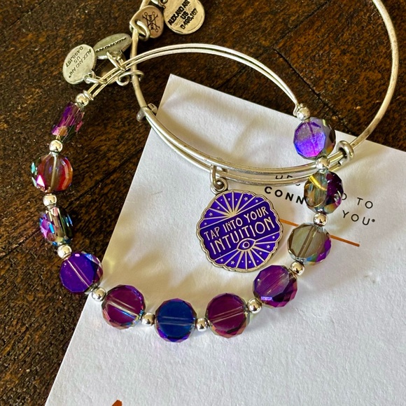 Alex and Ani Purple and Silver Beaded Bracelet RETIRED SET NWT - Picture 1 of 4
